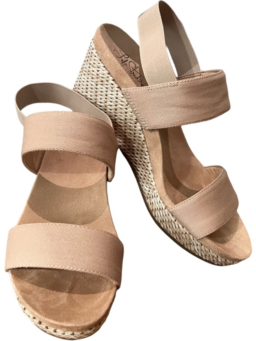 Delta Beige Espadrille Wedge Sandals 9W